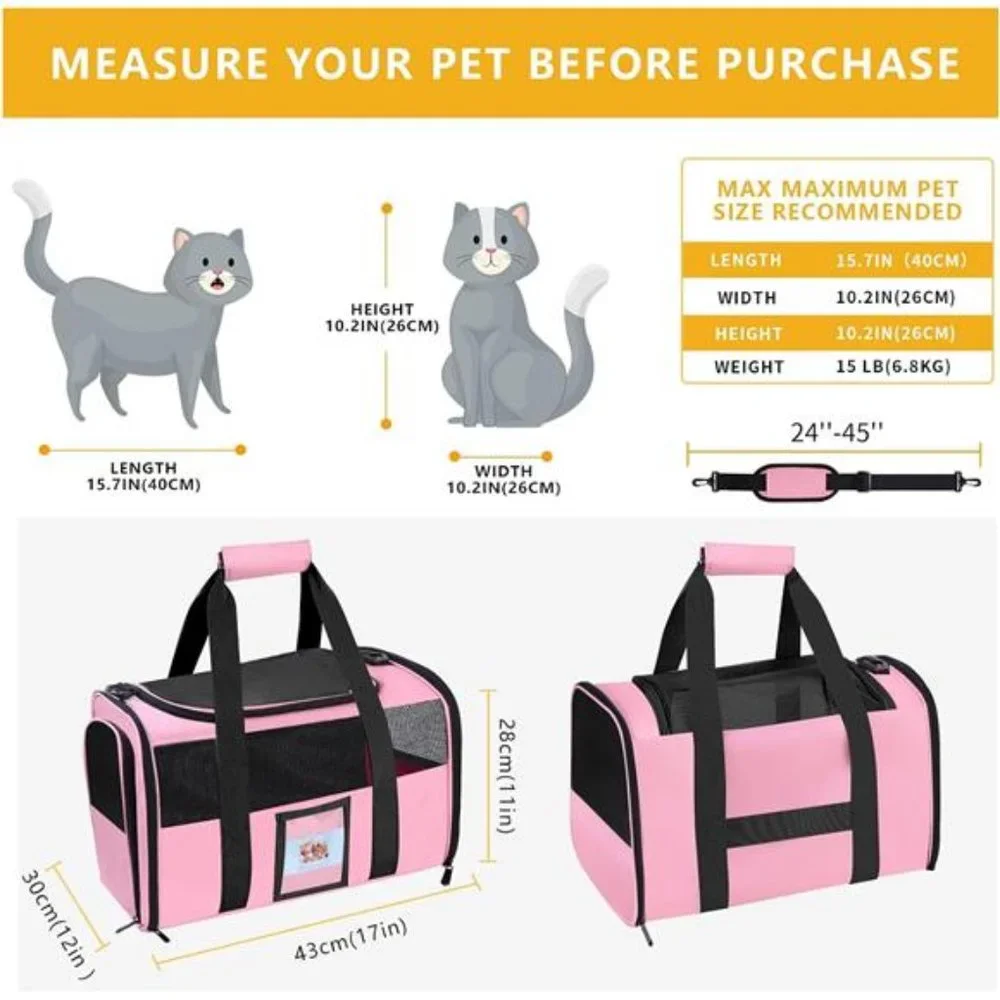 Cat Carrier, Dog Pet Carrier Airline Approved for Cat,Small Dogs,Kitten,Carriers
